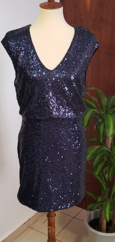 Navy Blue Sequin Dress